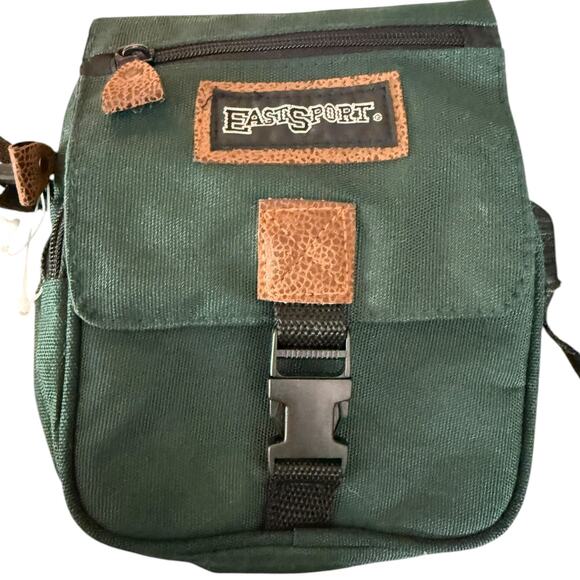 EastSport Vintage Green Canvas Adjustable Crossbody Travel Satchel Bag - Picture 4 of 10